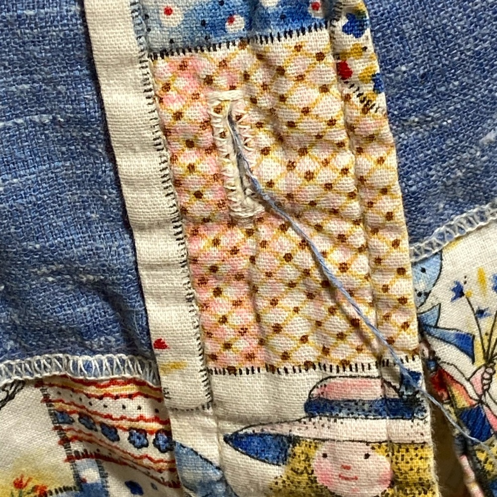 Vintage Patchwork Print Button-Down Shirt In Blue… - image 5